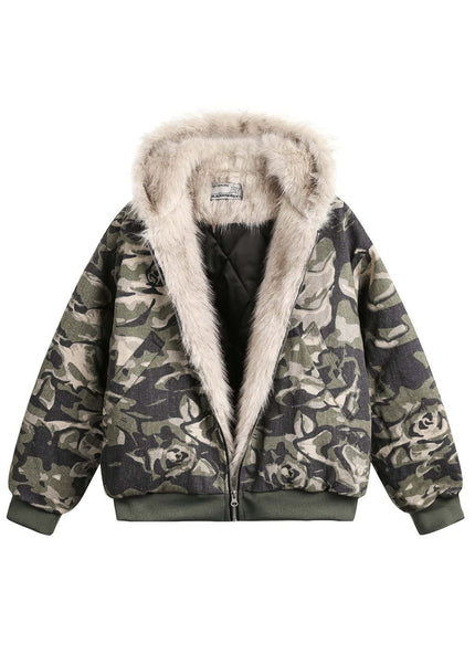 THETLSTUDIO S / Camouflage Camo Fur Collar Padded Jacket