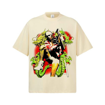 TALKLESSFASHION S / cream short sleeve 2026 Cross-border Playboi Carti Summer Cotton Short Sleeve T-Shirt Men's American Crew Neck Dropped Shoulder Couple Short Sleeves