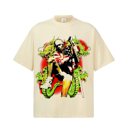 THETLSTUDIO S / cream short sleeve 2026 Cross-border Playboi Carti Summer Cotton Short Sleeve T-Shirt Men's American Crew Neck Dropped Shoulder Couple Short Sleeves
