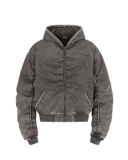 TALKLESSFASHION S / Dark gray Jiayiku Men's Fall 2025 New American Street Personality Hoodie Pleated Washed Old Hoodie with Fleece