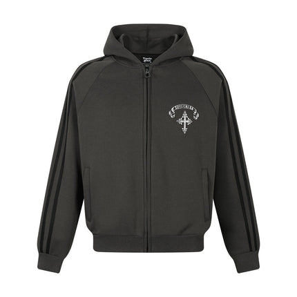TALKLESSFASHION S / Dark gray Jiayiku trendy brand 2026 new American street cross patch embroidered hoodie sports jacket hoodie