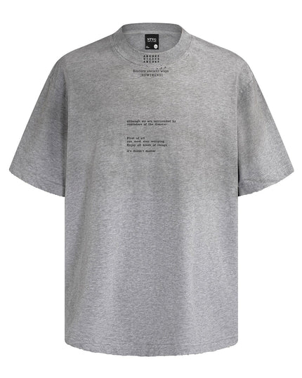 TALKLESSFASHION S / Deep gray American retro half-spray abrasion wash design sense short sleeve T-shirt for men and women street fashion brand hip-hop loose body shirt