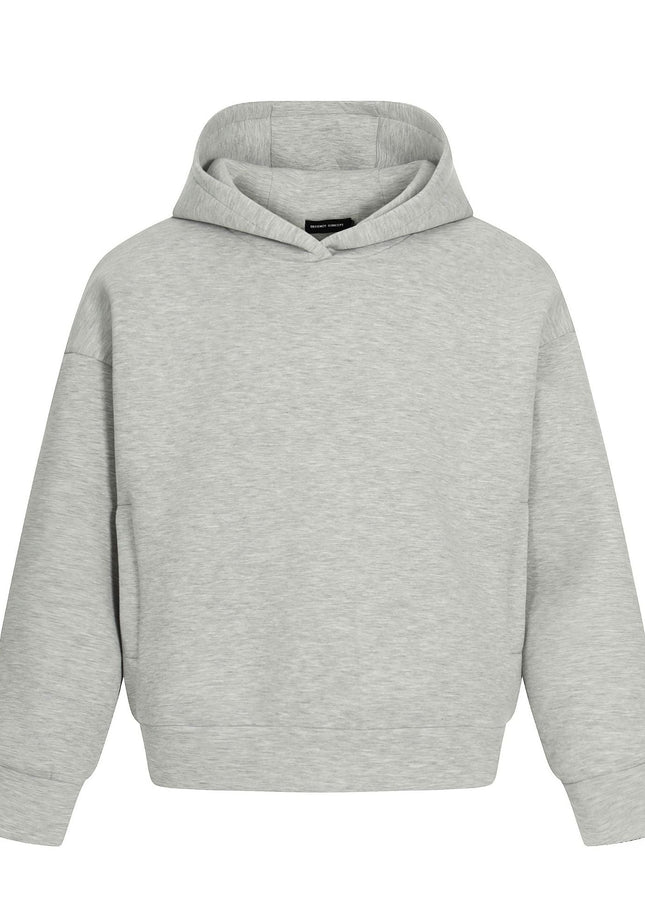 TALKLESSFASHION S / flecking gray 0273 American retro high-end neutral solid color simple design heavy men's short and wide hooded sweatshirt