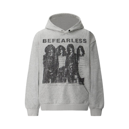 TALKLESSFASHION S / flecking gray 2018 American retro trend heavy compound washed character pattern design men's hooded loose hooded sweatshirt