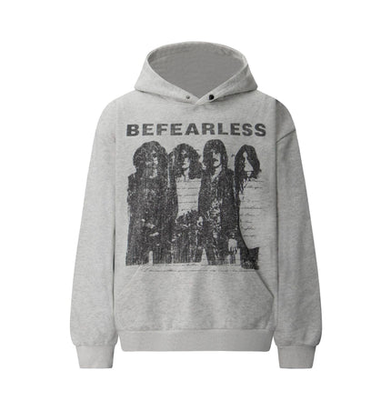THETLSTUDIO S / flecking gray 2018 American retro trend heavy compound washed character pattern design men's hooded loose hooded sweatshirt