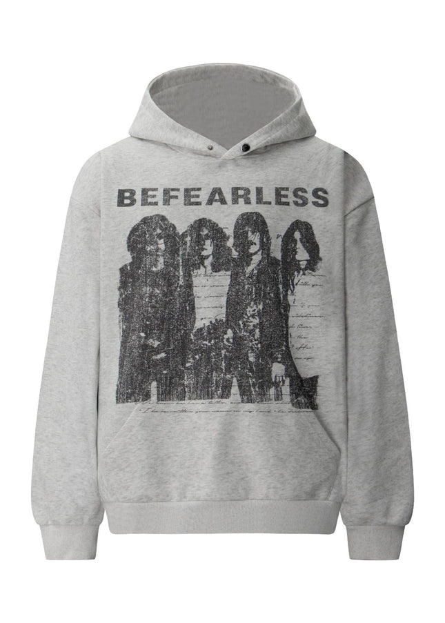 TALKLESSFASHION S / flecking gray 2018 American retro trend heavy compound washed character pattern design men's hooded loose hooded sweatshirt
