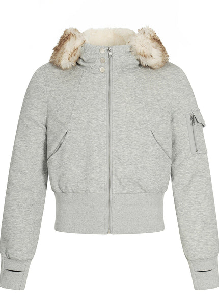 THETLSTUDIO S / Flower ash Fleece Lined Padded Clothes Fur Collar Jacket