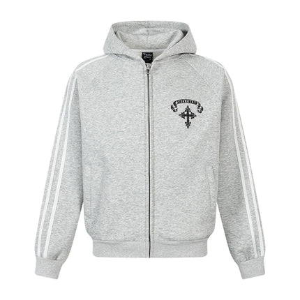 TALKLESSFASHION S / Flower ash Jiayiku trendy brand 2026 new American street cross patch embroidered hoodie sports jacket hoodie
