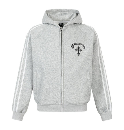 TALKLESSFASHION S / Flower ash Jiayiku trendy brand 2026 new American street cross patch embroidered hoodie sports jacket hoodie