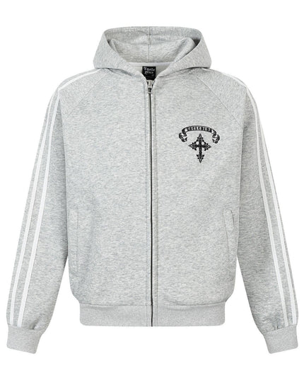 TALKLESSFASHION S / Flower ash Jiayiku trendy brand 2026 new American street cross patch embroidered hoodie sports jacket hoodie