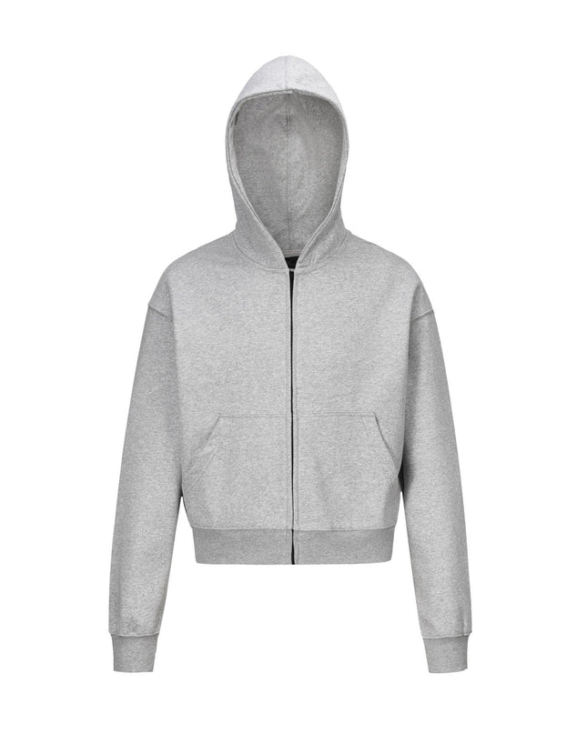 TALKLESSFASHION S / gray 0036 American retro trend men's and women's high street version design solid color men's zipper short and wide hooded sweatshirt