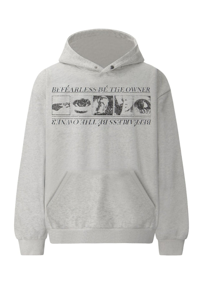 TALKLESSFASHION S / gray 2019 American retro trend heavy compound wash abstract pattern design men's hooded loose hooded sweatshirt
