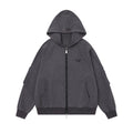 TALKLESSFASHION S / gray 25010 Retro High-End Neutral Trend Solid Color Deconstructed Jacket Design Men's Loose Cardigan Hooded Sweatshirt