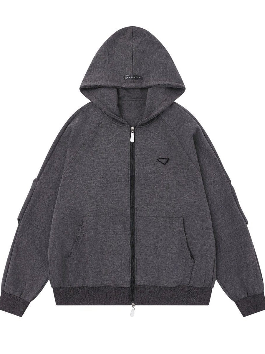 THETLSTUDIO S / gray 25010 Retro High-End Neutral Trend Solid Color Deconstructed Jacket Design Men's Loose Cardigan Hooded Sweatshirt