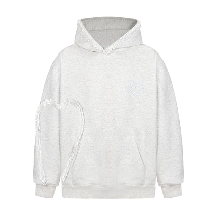 TALKLESSFASHION S / gray 2769 American retro high street trend men's and women's high-end letter embroidery love design men's hooded sweatshirt