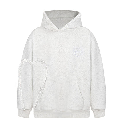 TALKLESSFASHION S / gray 2769 American retro high street trend men's and women's high-end letter embroidery love design men's hooded sweatshirt