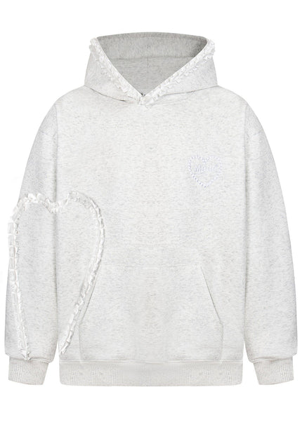 THETLSTUDIO S / gray 2769 American retro high street trend men's and women's high-end letter embroidery love design men's hooded sweatshirt