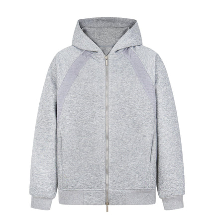 THETLSTUDIO S / gray 2879 American retro high street trend men's and women's high-end solid color versatile design men's zipper hooded sweatshirt