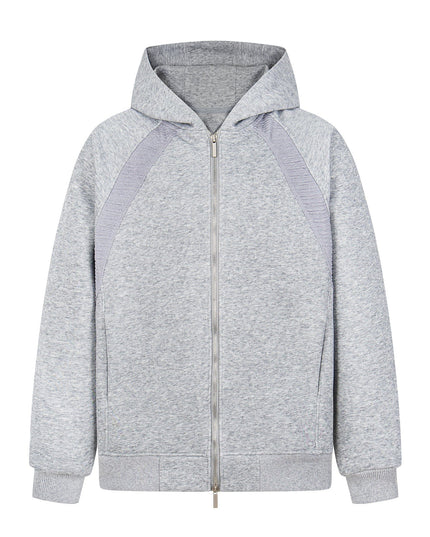 TALKLESSFASHION S / gray 2879 American retro high street trend men's and women's high-end solid color versatile design men's zipper hooded sweatshirt