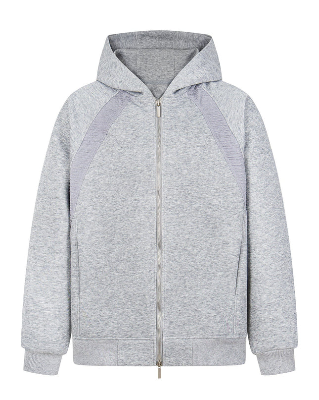 TALKLESSFASHION S / gray 2879 American retro high street trend men's and women's high-end solid color versatile design men's zipper hooded sweatshirt