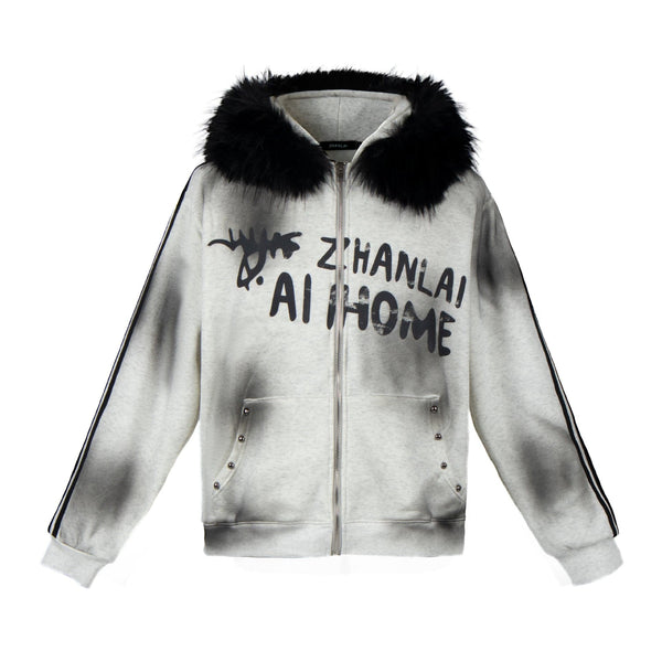 Distressed Tie-Dye Fur-Armor Cardigan