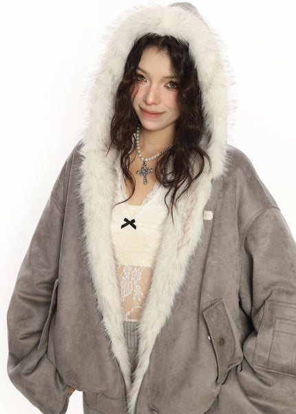 THETLSTUDIO S / gray BIGGOLD suede reversible eco-friendly fur cotton jacket women's winter thickened warm flight jacket tide
