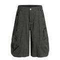 TALKLESSFASHION S / gray C896 American Vintage Summer High-End Multi-Pocket Outdoor Design Men's Loose Cropped Casual Cargo Shorts