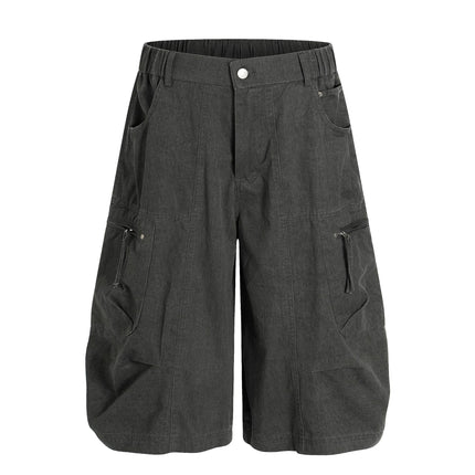 TALKLESSFASHION S / gray C896 American Vintage Summer High-End Multi-Pocket Outdoor Design Men's Loose Cropped Casual Cargo Shorts