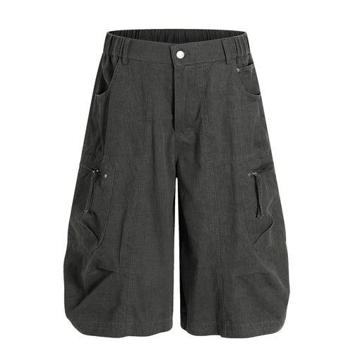 THETLSTUDIO S / gray C896 American Vintage Summer High-End Multi-Pocket Outdoor Design Men's Loose Cropped Casual Cargo Shorts