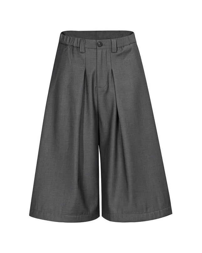 TALKLESSFASHION S / gray D2509 American Retro Unisex Pendant Trendy Pleated Design Men's Loose Casual Capri Shorts