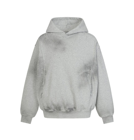 TALKLESSFASHION S / gray Dirty Wash Special Shape Hoodie