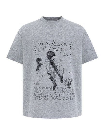 TALKLESSFASHION S / gray EON 26 summer new spot American street trendy high street individuality pattern loose short sleeves T-shirt men