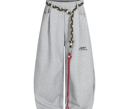 TALKLESSFASHION S / gray Fleece Scimitar Wide-Leg Sweatpants