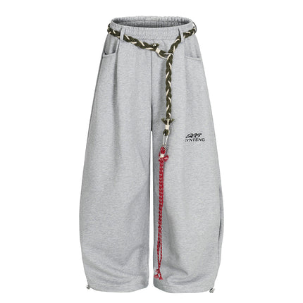 TALKLESSFASHION S / gray Fleece Scimitar Wide-Leg Sweatpants