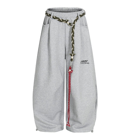 TALKLESSFASHION S / gray Fleece Scimitar Wide-Leg Sweatpants
