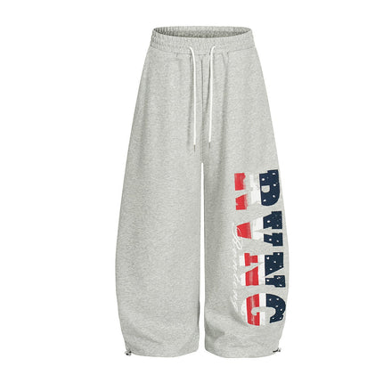 TALKLESSFASHION S / gray Jiayiku trendy brand 2025 new American retro scimitar pants, star-striped sweatpants, men's and women's loose wide-leg trousers