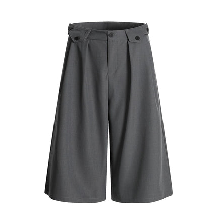 TALKLESSFASHION S / gray K336 American summer high-end versatile street trend solid color pendant design men's loose cropped casual trousers