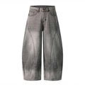 TALKLESSFASHION S / gray Retro washed distressed gray ink-splashed cutter jeans, men's and women's trendy brand American street design sense loose pants