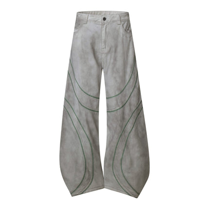 TALKLESSFASHION S / gray Street Personality Contrast Line Loose Casual Pants