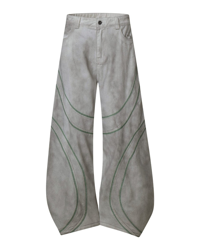 TALKLESSFASHION S / gray Street Personality Contrast Line Loose Casual Pants