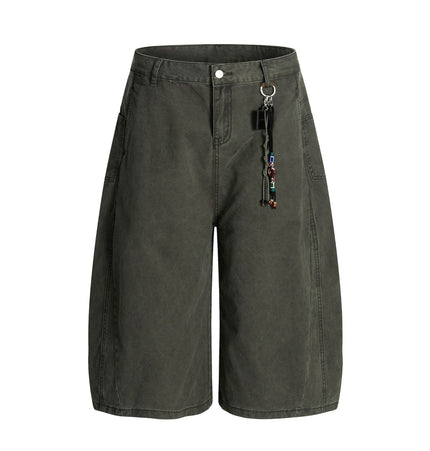 THETLSTUDIO S / Green (without pendant) L806 American summer high-end versatile street trend simple workwear design men's loose cropped casual shorts