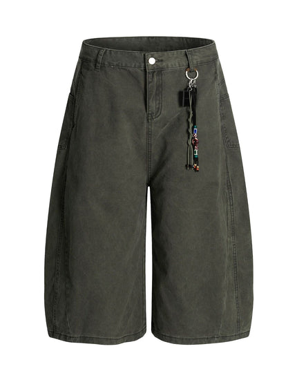 TALKLESSFASHION S / Green (without pendant) L806 American summer high-end versatile street trend simple workwear design men's loose cropped casual shorts