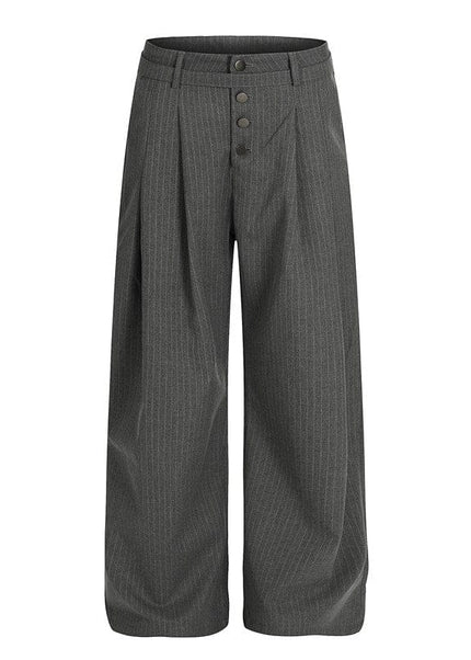 THETLSTUDIO S / Grey C920 GXFortune American Casual Zen Pleated Straight Striped Trousers Kendo Streamer Draped Casual Pants