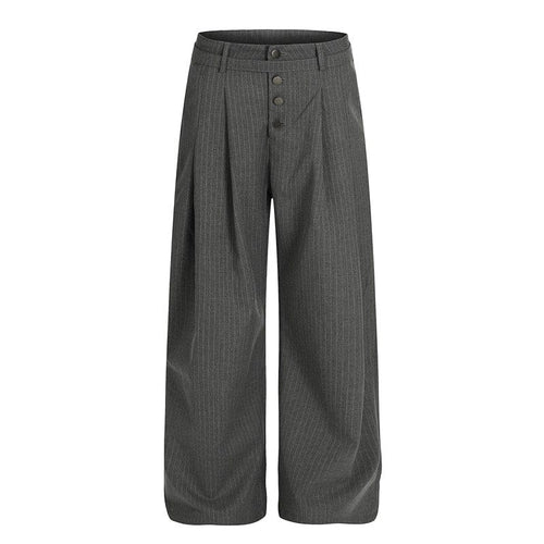 THETLSTUDIO S / Grey C920 GXFortune American Casual Zen Pleated Straight Striped Trousers Kendo Streamer Draped Casual Pants