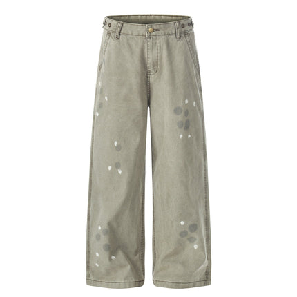 TALKLESSFASHION S / Khaki EON 26 spring new spot American street trendy high street personality splash ink design casual trousers men
