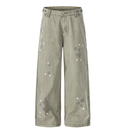 TALKLESSFASHION S / Khaki EON 26 spring new spot American street trendy high street personality splash ink design casual trousers men
