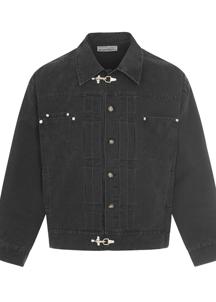 THETLSTUDIO S / Khaki Jiayiku trendy brand 2026 new American retro high-quality heavy washed distressed denim jacket cargo jacket