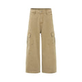 TALKLESSFASHION S / Khaki palm print design casual cargo trousers