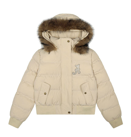 TALKLESSFASHION S / Khaki Warm detachable fur collar hooded cotton jacket women's winter American retro casual thickened bread clothes manufacturer straight hair