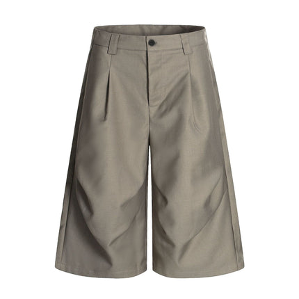 TALKLESSFASHION S / Khaki (without pendant) K338 American summer high-end versatile street trend deconstructed pleated design men's loose cropped casual trousers